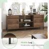 imageNovilla TV Stand for TVs up to 50 Inches Modern Barn Door Entertainment Center TV Console TV Table with Storage Bookcase Shelf for Living Room 43 Inches BrownWalnut
