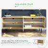 imageNovilla TV Stand for TVs up to 50 Inches Modern Barn Door Entertainment Center TV Console TV Table with Storage Bookcase Shelf for Living Room 43 Inches BrownWhite