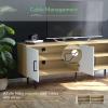 imageNovilla TV Stand for TVs up to 65 Inches Modern Barn Door Entertainment Center TV Console TV Table Storage Bookcase Shelf for Living Room 58 Inches WalnutWhite