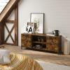 imageNovilla TV Stand for TVs up to 65 Inches Modern Barn Door Entertainment Center TV Console TV Table Storage Bookcase Shelf for Living Room 58 Inches WalnutBrown