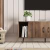 imageNovilla TV Stand for TVs up to 65 Inches Modern Barn Door Entertainment Center TV Console TV Table Storage Bookcase Shelf for Living Room 58 Inches WalnutWalnut
