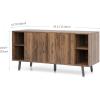 imageNovilla TV Stand for TVs up to 65 Inches Modern Barn Door Entertainment Center TV Console TV Table Storage Bookcase Shelf for Living Room 58 Inches WalnutWalnut