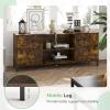 imageNovilla TV Stand for TVs up to 65 Inches Modern Barn Door Entertainment Center TV Console TV Table Storage Bookcase Shelf for Living Room 58 Inches WalnutBrown