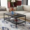 imageNovilla Wood Coffee Table with Storage Shelf Farmhouse Living Room Table Tea Dining TableEasy Assembly43 Inch WalnutBlack