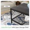imageNovilla Wood Coffee Table with Storage Shelf Farmhouse Living Room Table Tea Dining TableEasy Assembly43 Inch WalnutBlack