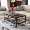 imageNovilla Wood Coffee Table with Storage Shelf Farmhouse Living Room Table Tea Dining TableEasy Assembly43 Inch WalnutCoffee