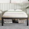 imageNovilla 14 Inch Full Size Bed Frame with Headboard White Metal Platform Bed Frame Full Bed Frame No Box Spring Needed Easy AssemblyWithout Headboardblack a