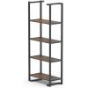 imageNovilla 4Tier Large Storage Bookshelf for Living Room Industrial Ladder Metal Frame Bookcase for BedroomKitchenHome Office Adjustable Table Legs WaterproofampampAntiScratch Desktop Rustic BrownDark Brown