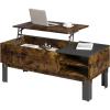 imageNovilla Coffee Table with Lift Top Storage Lift Tabletop Rising Center Tea Table for Living Room Office with Hidden Compartment and Adjustable Storage Shelf Farmhouse Cocktail Table Rustic BrownBrown