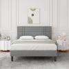 imageNovilla Full Size Bed Frame Upholstered Platform Bed Frame Full Bed Frame with Headboard No Box Spring Needed NoiseFree Easy Assembly GrayDrak Grey