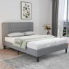 imageNovilla Full Size Bed Frame Upholstered Platform Bed Frame Full Bed Frame with Headboard No Box Spring Needed NoiseFree Easy Assembly GrayGrey