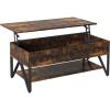 imageNovilla Modern Lift Top Coffee Table with Storage for Living Room Wodden Lift Tabletop Dining Table with Hidden Compartment and Metal Frame 40 Inch Rustic BrownBrown