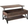 imageNovilla Modern Lift Top Coffee Table with Storage for Living Room Wodden Lift Tabletop Dining Table with Hidden Compartment and Metal Frame 40 Inch Rustic BrownWalnut