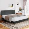 imageNovilla Queen Bed Frame and Upholstered Headboard Queen Size Bed Frame with Adjustable Headboard No Box Spring Needed Heavy Duty Feet Easy Assembly Dark Grey