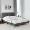 imageNovilla Queen Size Bed Frame Upholstered Platform Bed with Adjustable Headboard Queen Bed Frame Upholstered Platform with Strong Wooden Slats Easy Assembly Dark Grey