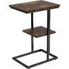 imageNovilla Side Table CShaped Slim End Table Small Side Snack Table for Living Room Bedroom Sofa Couch BlackBrown