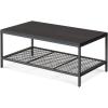 imageNovilla Wood Coffee Table with Storage Shelf Farmhouse Living Room Table Tea Dining TableEasy Assembly43 Inch WalnutBlack