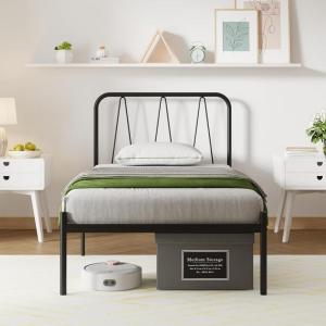 imageNovilla 14 Inch Full Size Bed Frame with Headboard White Metal Platform Bed Frame Full Bed Frame No Box Spring Needed Easy AssemblyWith Headboarddark Black