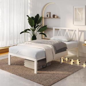 imageNovilla 14 Inch Full Size Bed Frame with Headboard White Metal Platform Bed Frame Full Bed Frame No Box Spring Needed Easy AssemblyWith Headboardwhite B