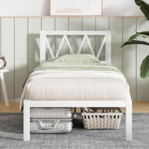 imageNovilla 14 Inch Full Size Bed Frame with Headboard White Metal Platform Bed Frame Full Bed Frame No Box Spring Needed Easy AssemblyWith Headboardwhite a