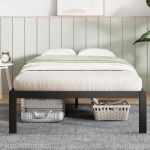 imageNovilla 14 Inch Full Size Bed Frame with Headboard White Metal Platform Bed Frame Full Bed Frame No Box Spring Needed Easy AssemblyWithout Headboardblack a