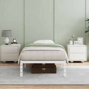 imageNovilla 14 Inch Full Size Bed Frame with Headboard White Metal Platform Bed Frame Full Bed Frame No Box Spring Needed Easy AssemblyWithout Headboardwhite B