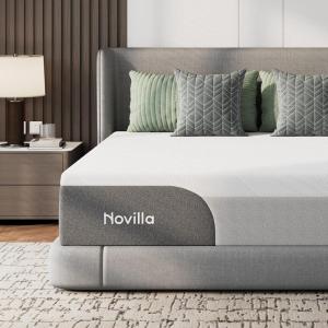 imageNovilla 14 Inch King Size Mattress Gel King Memory Foam Mattress in a Box with CoolTouch Nylon Cover for Cooling Night Sleep Pain Relief ampamp Spinal Support with Comfort Foam CertiPURUS CertifiedGrey