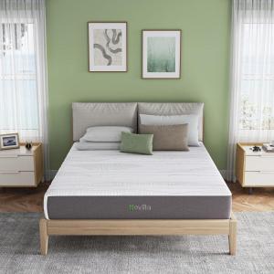 imageNovilla 14 Inch Queen Size Mattress in a Box with Advanced Cooling Gel Memory Foam Bed with Advanced Charcoal Support MediumFirm Pressure Relief with Motion Reduction ampamp TripleZone SupportGrey