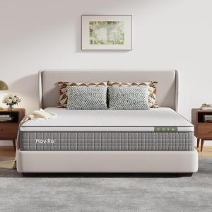 imageNovilla 14 Inch Queen Size MattressHybrid Queen Mattress with Gel Memory Foam CooltoTouch Nylon Blend ampamp Pocketed Coils for Adaptive Body Support ampamp Motion Isolation CertiPURUS CertifiedKing US Standard