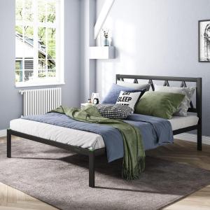 imageNovilla 14 Inch Twin Bed Frame with Headboard Platform Bed Frame No Box Spring Needed Metal Twin Bed Frame with Storage Space Wooden Slats Support Easy Assembly BlackBlack