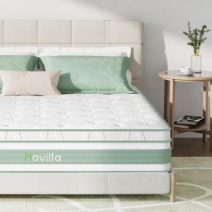 imageNovilla 6 Inch Twin MattressBonnell Spring Hybrid Mattresses for Spine Support ampamp Cooling Comfort  Twin Bed MattressAdaptive Foam Layer with Medium Firm CertiPURUS Certified for YouthGuest RoomsWhite  Green