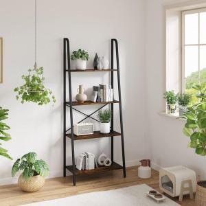 imageNovilla Bookshelf 4Tier Bookcase Freestanding Storage Ladder Shelves for HomeOfficeLiving RoomBalconyBedroom BrownBrown