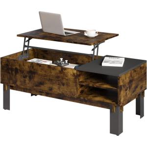imageNovilla Coffee Table with Lift Top Storage Lift Tabletop Rising Center Tea Table for Living Room Office with Hidden Compartment and Adjustable Storage Shelf Farmhouse Cocktail Table Rustic BrownBrown