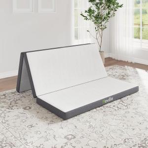 imageNovilla Foldable Mattress Single Size Comfort Foam Trifold Mattress with Cloud Design Cover 4 Inch Folding Mattress for Back Pain Relief Suitable for Camping RV TravelDark Grey