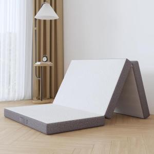 imageNovilla Foldable Mattress Single Size Comfort Foam Trifold Mattress with Cloud Design Cover 4 Inch Folding Mattress for Back Pain Relief Suitable for Camping RV TravelGrey