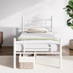 imageNovilla Full Size Bed Frame with Headboard and Footboard 14 Inch Metal Platform Bed Frame Under Bed Storage Strong Metal Slats Support Mattress Foundation No Box Spring NeededWhite