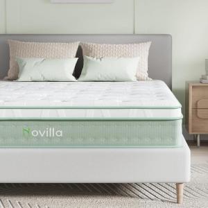 imageNovilla King Size Mattress 10 Inch Hybrid Mattress Certified Safe ampamp Individually Wrapped Pocket Coils Innerspring for Cozy Sleep Medium Firm ampamp Motion Isolation