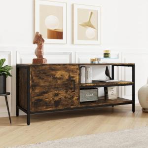 imageNovilla Media Console TV Stand for TVs up to 50quot Flat Screen Living Room Storage Cabinet Doors and Shelves Entertainment Center 43 Inches BrownBrown