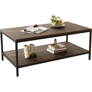 imageNovilla Modern Coffee Table with Storage Shelf Metal Frame for Living Room 43quot Wood Tabletop Tea Table Cocktail TableEasy Assembly WalnutWalnut