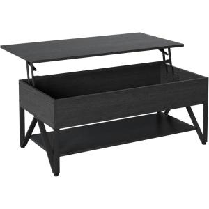 imageNovilla Modern Lift Top Coffee Table with Storage for Living Room Wodden Lift Tabletop Dining Table with Hidden Compartment and Metal Frame 40 Inch Rustic BrownBlack