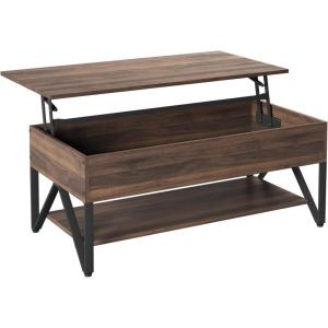 imageNovilla Modern Lift Top Coffee Table with Storage for Living Room Wodden Lift Tabletop Dining Table with Hidden Compartment and Metal Frame 40 Inch Rustic BrownWalnut