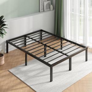 imageNovilla Queen Bed Frame 14 Inch Metal Platform Bed Frame Queen Size with Storage Space Under Bed Heavy Duty Steel Slat Support Easy Assembly No Box Spring NeededDark Black