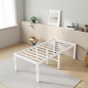 imageNovilla Queen Bed Frame 14 Inch Metal Platform Bed Frame Queen Size with Storage Space Under Bed Heavy Duty Steel Slat Support Easy Assembly No Box Spring NeededWhite