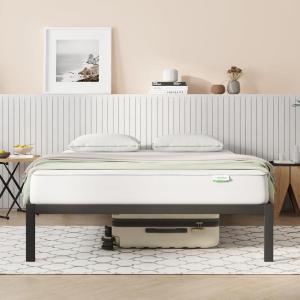 imageNovilla Queen Bed Frame Without Headboard Metal Platform Bed Frame Heavy Duty Wood Slat Support No Box Spring Needed Easy Assembly Dark Black