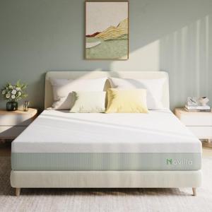 imageNovilla Queen Size Mattress 12 Inch Gel Memory Foam Mattress for Cool Night ampamp Pressure Relief Medium Plush Feel with Motion Isolating BlissGreen
