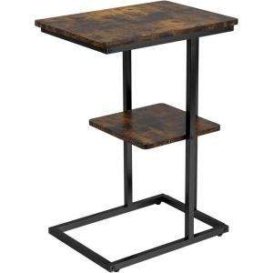 imageNovilla Side Table CShaped Slim End Table Small Side Snack Table for Living Room Bedroom Sofa Couch BlackBrown