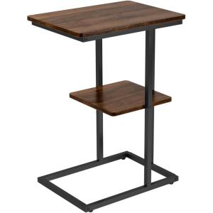 imageNovilla Side Table CShaped Slim End Table Small Side Snack Table for Living Room Bedroom Sofa Couch BlackWalnut