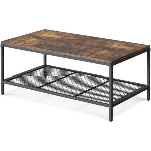 imageNovilla Wood Coffee Table with Storage Shelf Farmhouse Living Room Table Tea Dining TableEasy Assembly43 Inch WalnutBrown