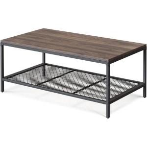 imageNovilla Wood Coffee Table with Storage Shelf Farmhouse Living Room Table Tea Dining TableEasy Assembly43 Inch WalnutCoffee