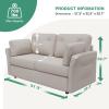 imageNovilla 57quot Linen Loveseat  Small Sofa w 2 Bolster Pillows for Apartment Easy Assembly Beige